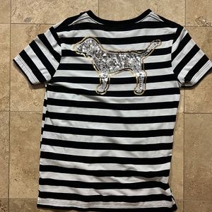 ‼️ SALE‼️ VS PINK Striped black & white T-shirt